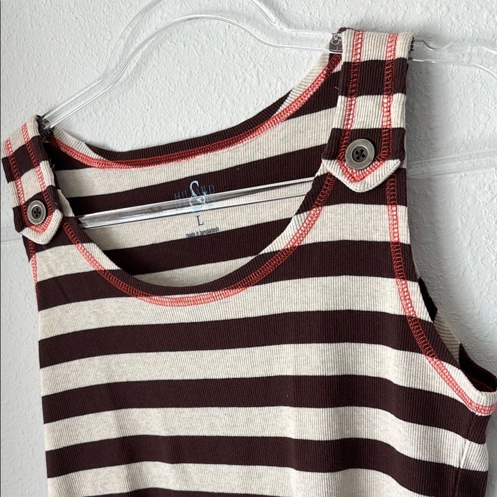 Hillard &‎ Hanson Striped Cotton Button Accent Tank Top